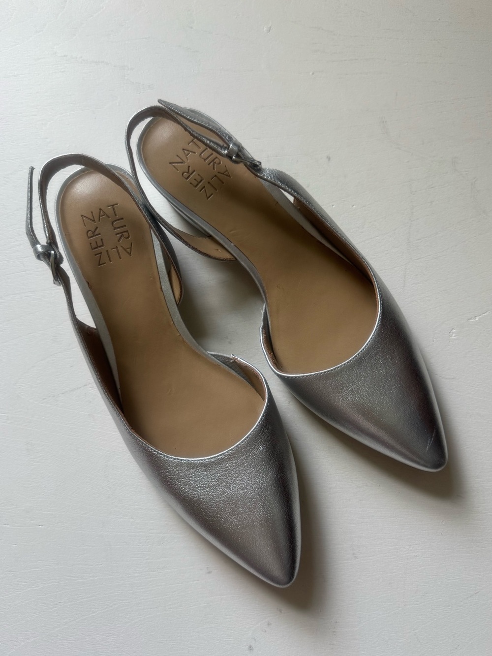 Nauralizer Banks Silver Leather Slingbacks - Picture 13 of 16